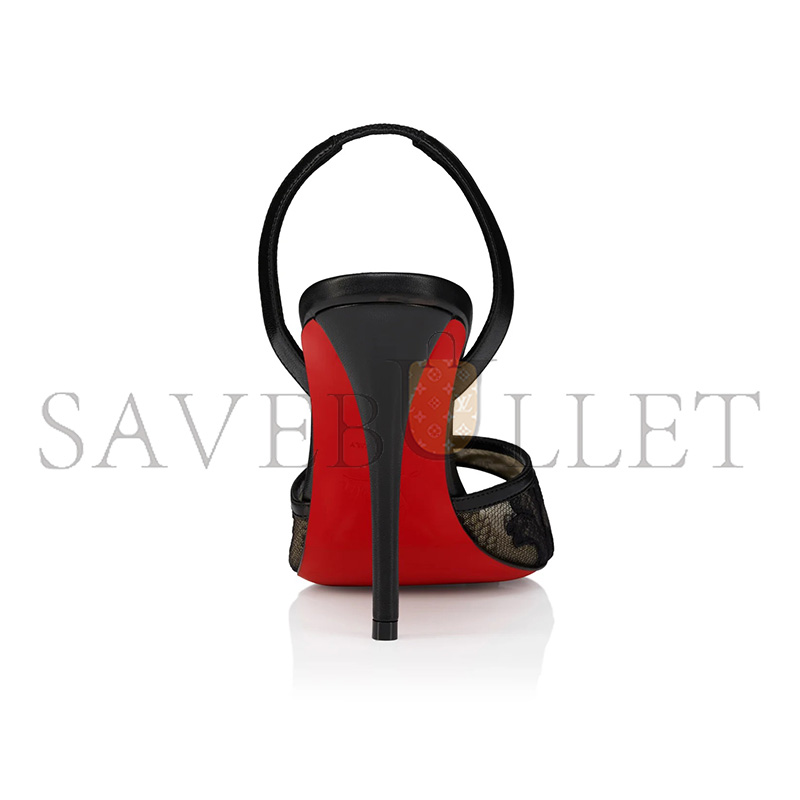 Chr1st1an LOUBOUTIN MISS Z LACE-TRIMMED LEATHER SLINGBACK 100MM SANDALS 3260762B439